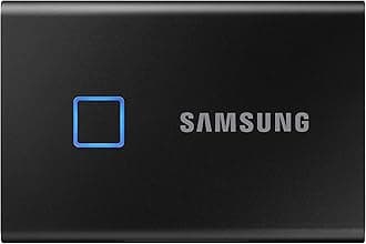 Samsung MU-PC1T0K/WW Portable SSD T7 TOUCH USB 3.2 With Fingerprint And Password Security - 1TB, Black