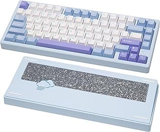WOBKEY Rainy 75 CNC Aluminum HMX/JWK/Cocoa Switches Triple-Mode Connectivity Mechanical Keyboard with Superior Acoustics, RGB/FR4/Silver SUS304/7000mAh/Cocoa Switch (Pro - Blue)