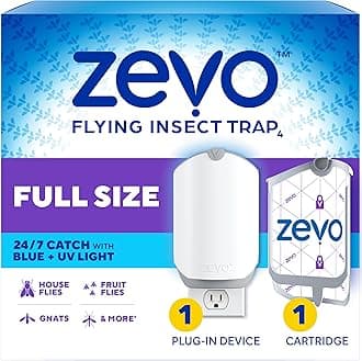 Flying Insect Trap & Cartridge - Plug in Fly Trap & Indoor Bug Catcher for Gnats, House & Fruit Flies - Mess-Free - Use in Any Room - Uses Blue & UV Light (1 Plug in Device & 1 Cartridge)