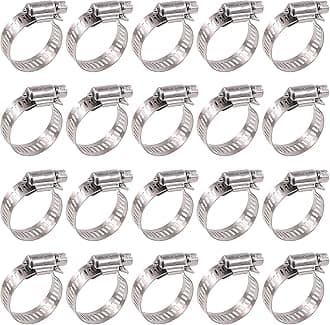20Pcs 304 Stainless Steel Adjustable 18-32MM Range Worm Gear Hose Clamps Assortment Kit, Fuel Line Clamp for Water Pipe, Plumbing, Automotive and Mechanical Application (18-32MM)