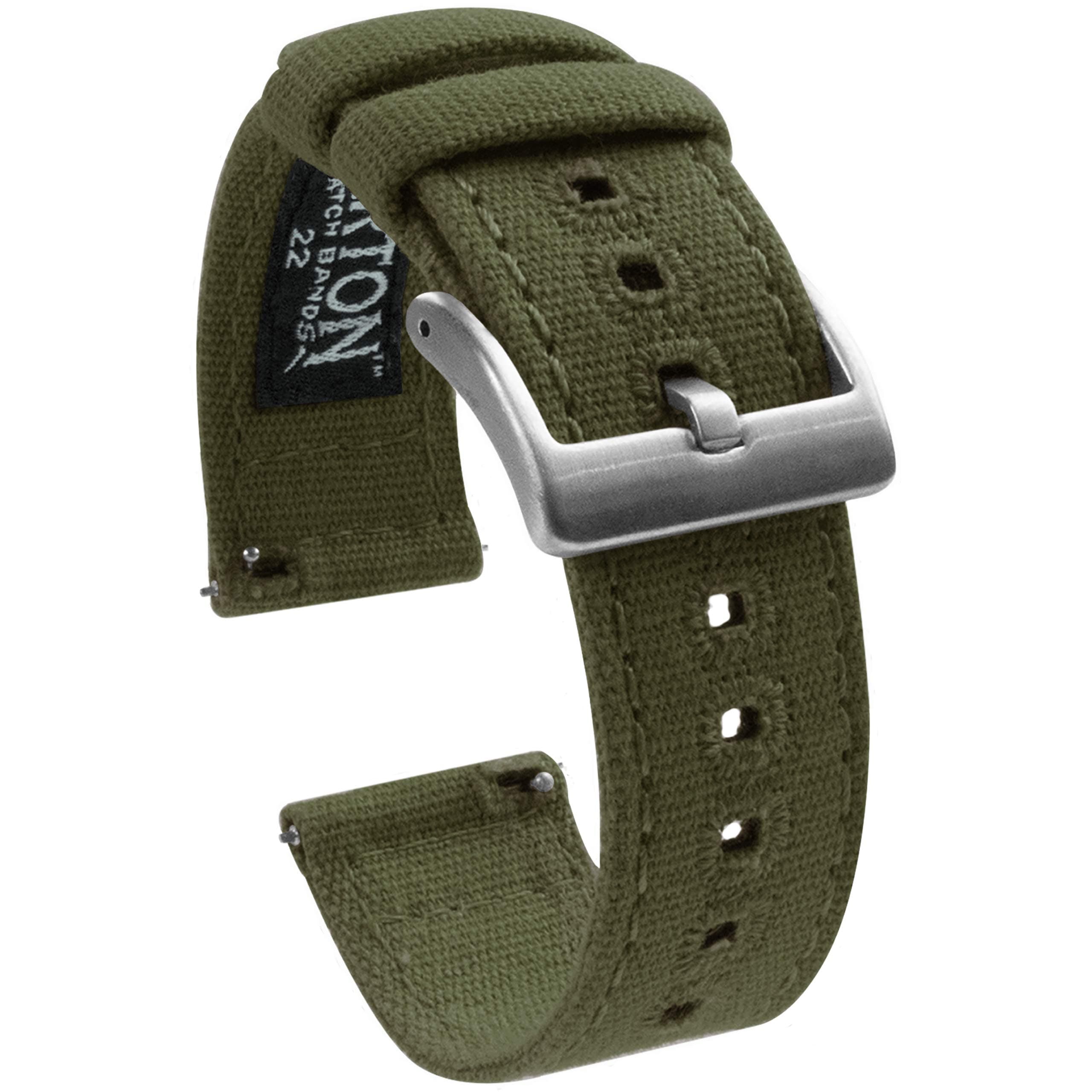 BARTON Canvas Quick Release Watch Band Straps - Choose Color & Width - 18mm, 19mm, 20mm, 21mm, 22mm, 23mm, or 24mm