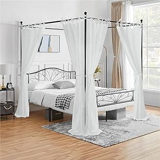 KGORGE Canopy Bed Sheer Curtains for Queen/King/Twin/Full Size, 8 Panels for Girls Boys Adults Bed, Home Bedroom Decor (White, 45 inch Width X 72 inch Length)