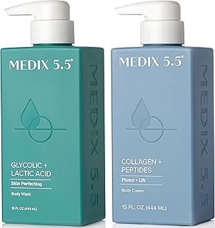 - Exfoliating AHA Glycolic Acid Face & Body Wash Cleanser + Collagen Moisturizing Body Cream Lotion Skin Care 2PC Set | Alpha Hydroxy Acid & Lactic Acid Foaming Body Wash & Face Wash, 2-PC