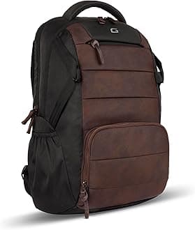 Gear Aspire 3 19"/35L Faux Leather Large Water Resistant 5 Compartment Laptop Backpack/Casual Backpack/Daypack/Travel Backpack/College Bag For Men/Women(Brown-Black)