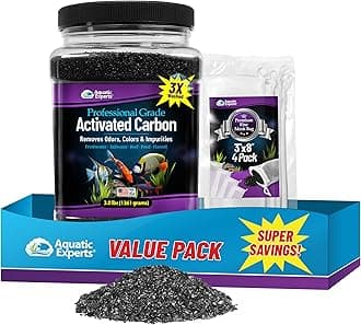 Aquatic Experts Premium Activated Carbon - Aquarium Filter Charcoal Media with Fine Mesh Bag - Remove Odors and Discoloration with Bituminous Coal (Activated Carbon Bundle)