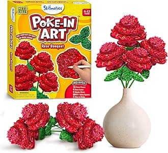 Skillmatics Poke-in Art - Rose Bouquet, Mess-Free Fun for Kids, DIY Wood Craft Kits, Creative Activity, Gifts for Girls & Boys Ages 4, 5, 6, 7, 8, 9, 10, 11, 12