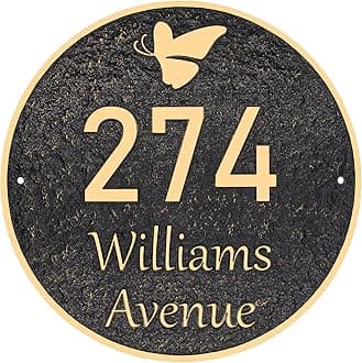 Address Plaque - Handcrafted Carving Sign - Large House Number - Vintage Address Plaque - 11" x 11" - Personalized Address Plaquer for Yard Sign (Styles 13)