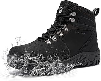 LARNMERN Steel Toe Work Boots Men,Non Slip Safety Shoes,Comfortable Industrial and Constructio Hiking Sneakers