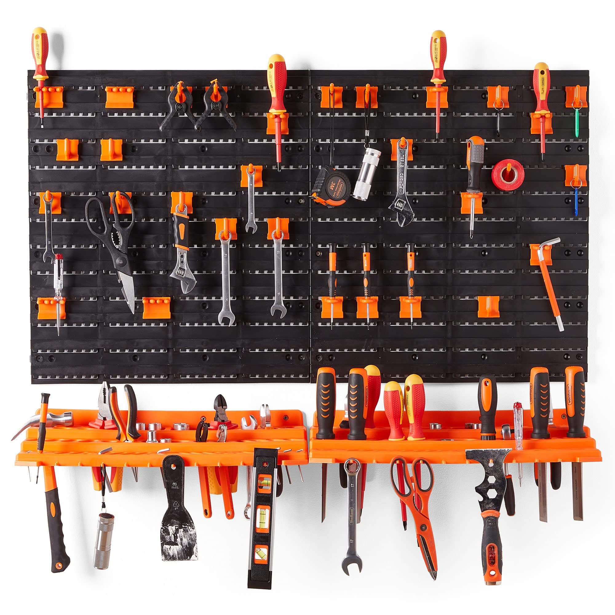 Garage Tool Storage with Shelf & Pegboard For Multiple Tools, Garden Tool Rack for Easy Access to 50+ Tools and Accessories, Tool Board For All You Need For Gardening & DIY