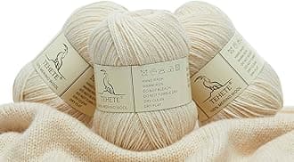 TEHETE 100% Merino Wool Yarn for Knitting 3-Ply Luxury Warm Soft Lightweight Blue Crochet Yarn (Beige)