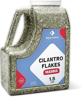 Dependable Food Cilantro Flakes - 1.5 lb. Resealable Bulk Jug, Natural 100% Dried Cilantro Seasoning, Additive-Free, Non-GMO, Salt-Free, Allergen-Free, Kosher Herb for Cooking and Garnishing
