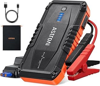 AstroAI S8 Car Battery Jump Starter, Car Jumper Starter Battery Pack for Up to 6.0L Gas & 3.0L Diesel Engines, 12V Portable Jump Box with 3 Modes Flashlight and Jumper Cable (Orange)