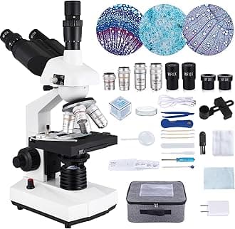 Trinocular Compound Microscope, 40X-5000X Magnification, Mechanical Loading Stage,Abbe Condenser, Research Grade trinocular Compound Microscope for Adults lab
