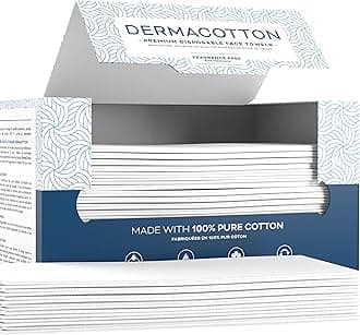 80 Disposable Towels - Pure Cotton, 100% Biodegradable, Hypoallergenic for Face Wash and Makeup Removal – Super Soft Face Wipes, Sensitive Skin, Facial Cloths