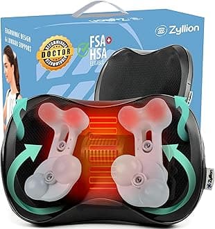 Shiatsu Back and Neck Massager with Heat - 3D Electric Kneading Deep Tissue Massage Pillow with 8 Massaging Nodes for Muscle Pain Relief, Black, ZMA-25