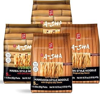 A-Sha Healthy Asian Instant Noodles with Sauce Pack | Pantry Variety Bundle | Vegan, Air Dried, High Protein | Great For Ramen, Stir Fry, Wok | 2 Flavors, 20 Packs