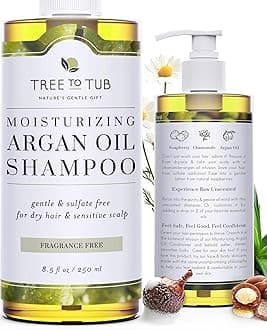 Tree To Tub Fragrance Free Shampoo for Dry & Sensitive Scalp - Gentle Unscented Hydrating Hair Shampoo for Women & Men, Moisturizing Sulfate Free Shampoo w/Organic Argan Oil, All Natural Soapberry