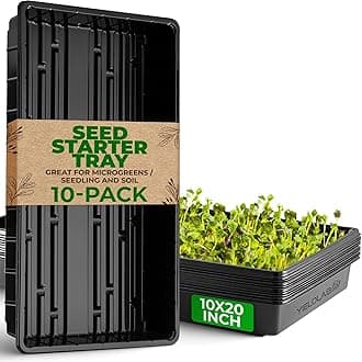 10x20 Inch Black Plastic 10 Pack Plant Propagation Tray – Growing Trays for Garden, Planting, Seedling, Soil & Hydroponic Horticulture - Microgreen Trays Grow Plants - No Drain Holes