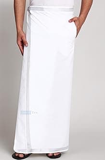 Gowri Tex Men's 100% Pure Cotton Velcro Dhoti With stickable Flexible and Adjustable Size with Pocket for Men pack of 1