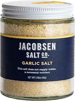 Jacobsen Salt Co. Garlic Salt – Kosher Sea Salt, Non-Iodized Made in USA, Non-GMO, Steak Seasoning, Garlic Flavored, Real Salt – 3.38oz