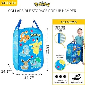 Franco Kids Room Collapsible Storage Bin Pop Up Hamper, One Size, Pokemon
