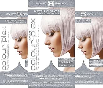 Metallic Silver Hair Dye Demi-Permanent, Grey Toner for Bleached Hair, Plex Hair Care, Vegan Hair Dye & Cruelty-Free, 100% Grey Coverage, Silver Grey Hair Colour by Smart Beauty (pack of 3)