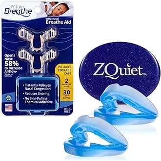 ZQUIET Original Anti-Snoring Mouthpiece Solution, 2-Size Comfort System Starter Kit + Nasal Dilator (2 Pack / 30 Day Supply) - Made in USA & FDA Cleared