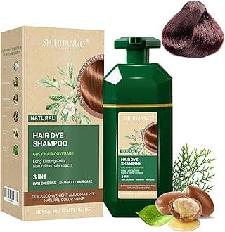Hair Dye Shampoo 3 in 1 for Gray Hair Coverage, Herbal Ingredients Natural Shampoo Hair Dye for Women & Men/Ammonia-Free 520ml(reddish brown)