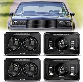 4X6 LED Headlights Hi/Lo Beam H4656 H4651 H4652 H4666 H6545 Rectangular Headlight Compatible with Peterbilt 379 Kenworth T800 T600 Freightinger Ford Probe Ol-dsmobile Cutlass - Black