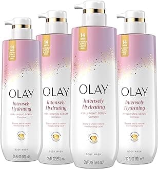 Body Wash for Women, Intensely Hydrating, Hyaluronic Acid Serum Complex, Renews Moisture, Free of Parabens & Phthalates, Vitamin B3 Lameller Technology, For All Skin Types, 20 fl oz (Pack of 4)