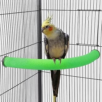 FrgKbTm U Shape Parrot Perch Stand Pet Toy Bird Platform Sand Paw Grinding Clean Stick Cage Exercise Conure Budgie Cockatiel Accessories (Green Corner Medium)