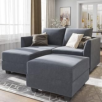 HONBAY Sectional Sofa with Chaise Modern L Shape Couch with Ottoman Modular Sofa Couch with Reversible Chaise, Bluish Grey
