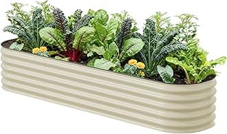 Raised Garden Bed Kits, 17" Tall 9 in 1 8ft X 2ft Metal Raised Planter Bed for Vegetables Flowers Ground Planter Box-Pearl White