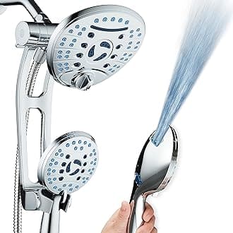 Hotel Spa AquaCare As-Seen-On-TV High Pressure Handheld/Rain 80-mode 3-way Shower Head Combo with Adjustable Arm - Anti-clog Nozzles, Tub & Pet Power Wash, 6 ft. Hose, All Chrome Finish