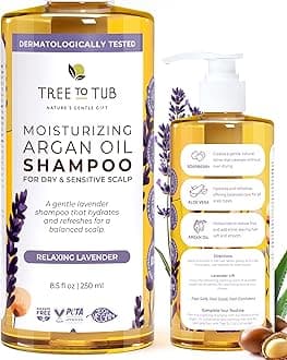 Organic Argan Oil Shampoo for Dry Hair and Scalp. The Only pH 5.5 Balanced Dandruff Shampoo for Sensitive Skin, with Calming Lavender Essential Oil and Organic Wild Soapberries, 8.5 ozââ‚¬â€by Tree
