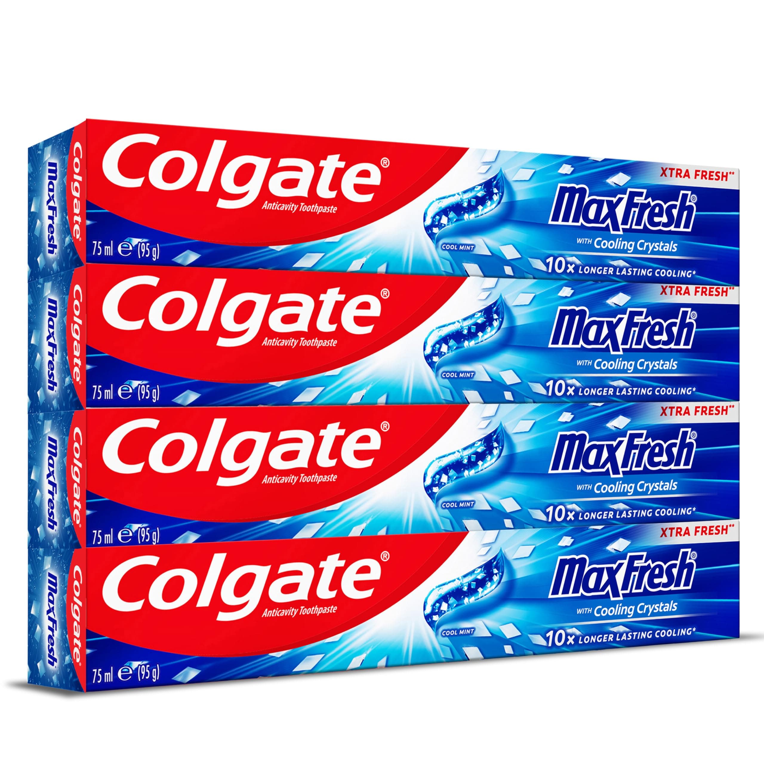 Toothpaste Max Fresh Cool Mint Toothpaste, With Cooling Crystals, 4x75ml, 4 Pack