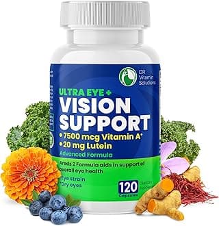 Vision Support Eye Vitamins for Macular Health | Supplements with Lutein, Zinc, Vitamin A & Bilberry | Areds 2 Formula for Red & Dry Eyes, Sight Care (1 Bottle, 120 Capsules)