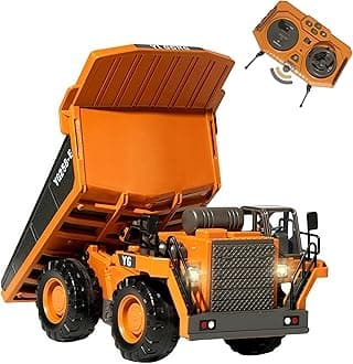 RC Dump Truck with Lights and Sound, 9-Channel Remote Control Construction Vehicles Toys for Boys 3-5 4-7 8-12 Year Old,Construction Vehicle Truck for Kids Christmas Birthday Gift 2026