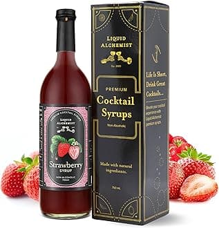 Liquid Alchemist Strawberry Syrup for Drinks - Real Ingredients Make our Strawberry Puree for Drinks a Perfect Margarita Mix - Our Flavored Syrup is Gluten & Dairy Free (25.4 oz)