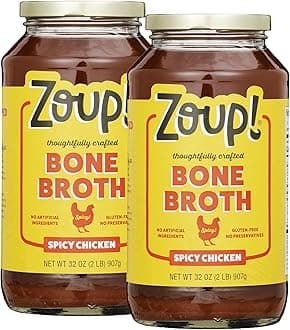 - Spicy Chicken Bone Broth by Zoup! Keto-Friendly, Non-GMO, Paleo-Friendly Clear Spicy Chicken Bone Broth - Great for Stock, Bouillon, Soup Base or in Gravy - 2-Pack (32 oz)