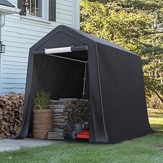ADVANCE OUTDOOR 8x8 ft Storage Tent with 2 Roll up Doors & Vents Outdoor Portable Shelter Shed Garage Tent Carport for Motorcycle ATV Anti-UV Snow Resistant, Gray