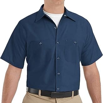 Red Kap Men's Regular Fit Shirt (SP24NV SS 6XL-NV-6X-Large_Navy_Free Size)