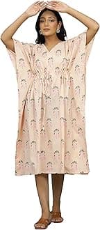 Ravaiyaa - Attitude is everythingWomen Cotton Printed Kaftan | Printed Beachwear Summer Kaftan Dress | Shoulder Strap Designer Kaftan Kurti | Kimono Sleeves Kaftan | Latest Stylish Casual Kaftan for Women