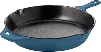 Utopia KitchenCast Iron Frying Pan 10.25 Inch, Cast Iron Chefs Pan, Pre Seasoned Skillet, Safe Grill Cookware for Indoor & Outdoor Use, Teal