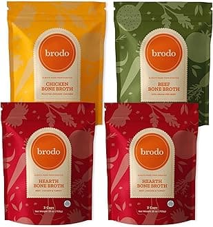 Brodo Classic Variety Pack with Collagen & Protein, Includes Organic Chicken, 100% Grass-Fed Beef, & Hearth Bone Broths for Sipping & Cooking, Nutrient-Dense & Slow-Simmered for Deep Flavor (4 x 25oz)