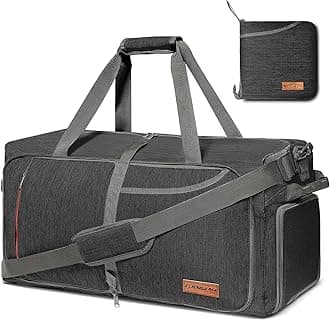 65L Travel Duffel Bag, Foldable Weekender Bag with Shoes Compartment for Men Women Water-proof & Tear Resistant (Panther Black, 65L)