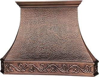 SINDA 42"W x 48"H Island Mount Copper Range Hood with Profession Stainless Steel Vent with Liner & Internal Motor, Beehive-Antique Copper, H3LBCI4248