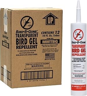 Bird B Gone - Transparent Bird Gel - Bird Repellent Gel (12 Pack), Pigeon Deterrent for Balcony, Bird Deterrents for Outside, Bird Repellent Devices Outdoor, Bird Proof Gel for Pigeons Starlings