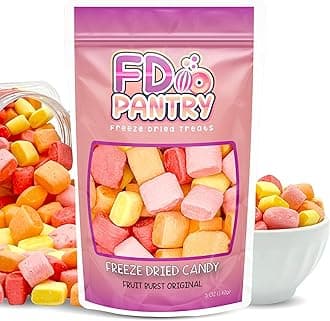 Freeze Dried Fruit Bursts Candy - Original Hard Candy Mix 5oz Treat Snack Gift Bag Cherry, Strawberry, Lemon, Orange Candies Freeze-Dried