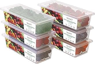 Produce Saver Containers for Refrigerator (6 Pack) - 1.5L Fruit Storage Containers for Fridge, Vegetable Storage Containers with Drain Tray Keep Fresh for Veggie, Fruit, Lettuce and Salad